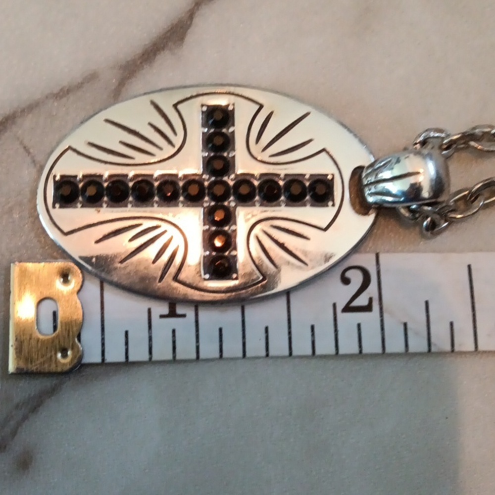 Brighton Silver Tone Cross Double Sided Pendant Necklace. - Picture 5 of 6